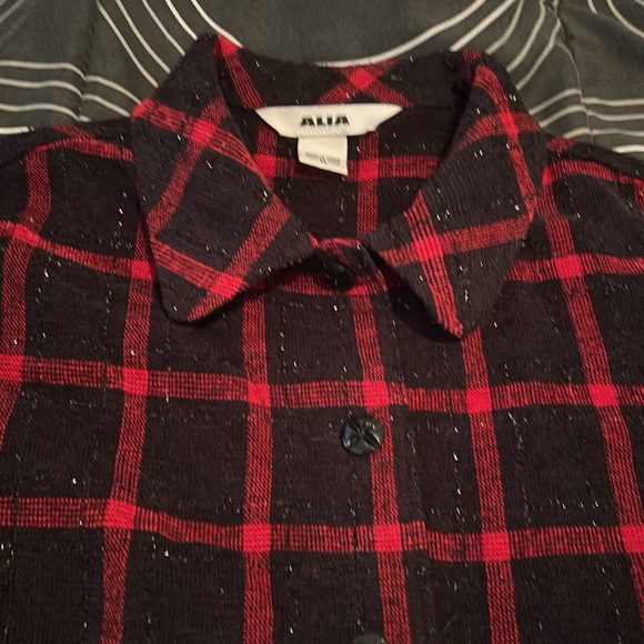 Sparkly Red Plaid Button Up - Picture 3 of 5